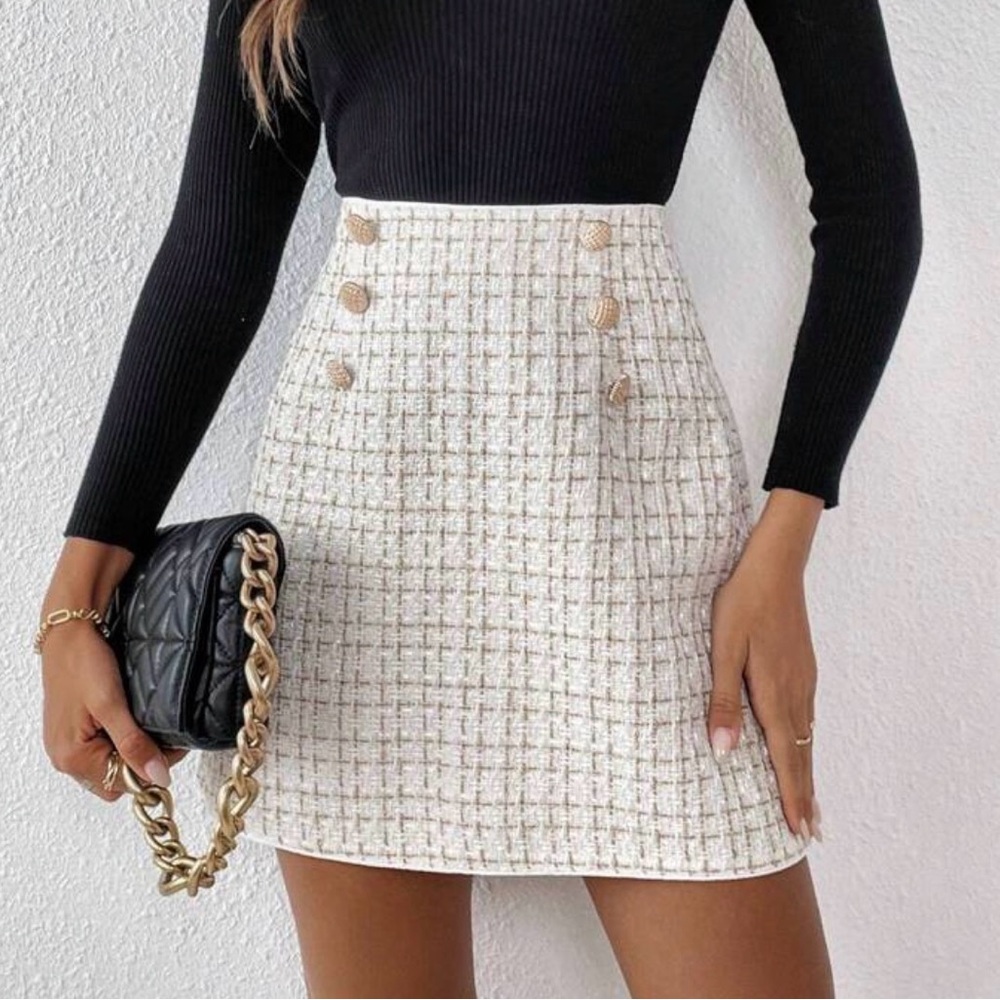 White Tweed Mini Skirt